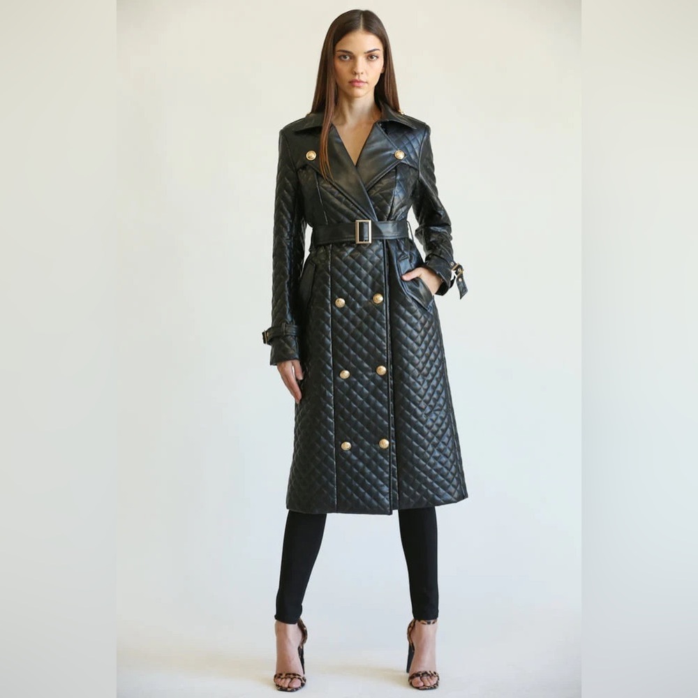 SOLD OUT QUILTED FAUX LEATHER TRENCH COAT